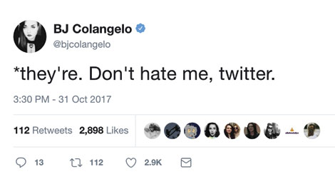 BJ Colangelo Tweet Correction